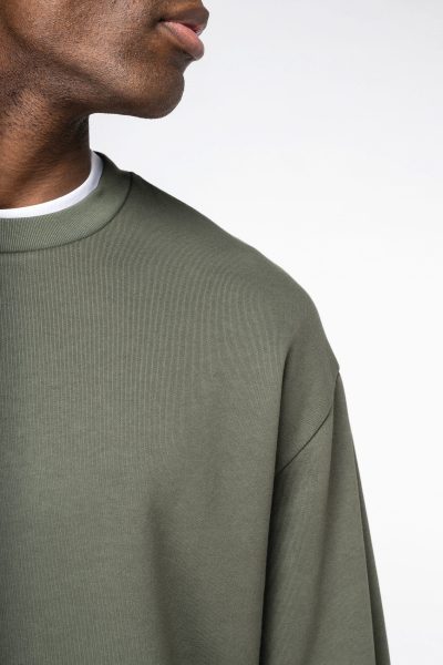 Sweat-shirt écoresponsable à col rond à épaules tombantes molleton gratté unisexe – Image 7