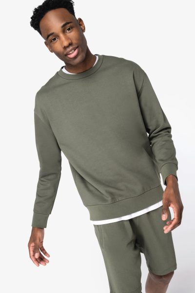 Sweat-shirt écoresponsable à col rond à épaules tombantes molleton gratté unisexe – Image 2