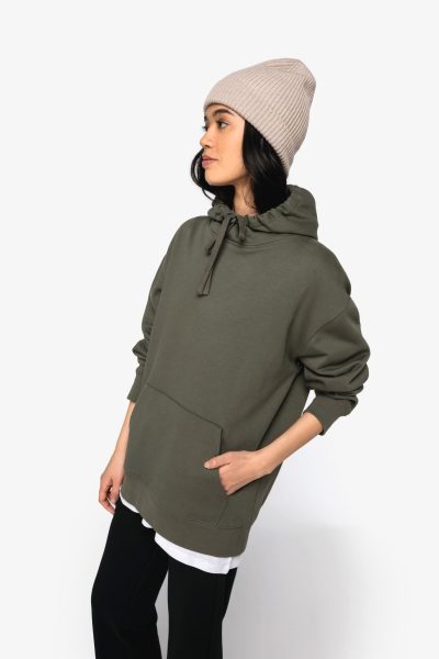 Sweat-shirt écoresponsable à capuche à épaules tombantes molleton gratté unisexe – Image 10