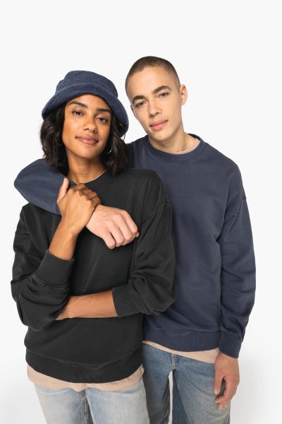 Sweat-shirt écoresponsable à col rond délavé oversize unisexe