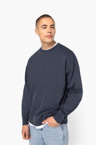 Sweat-shirt écoresponsable à col rond délavé oversize unisexe – Image 4