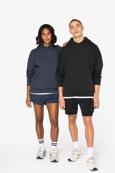 Sweat-shirt écoresponsable à capuche délavé oversize unisexe – Image 2
