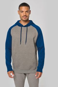 Sweat-shirt à capuche bicolore unisexe