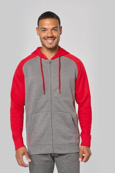 Veste molleton zippée capuche bicolore unisexe – Image 3