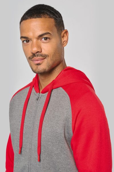 Veste molleton zippée capuche bicolore unisexe – Image 6