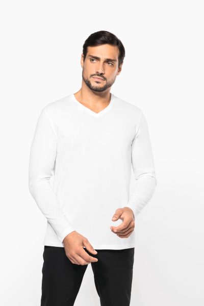 T-shirt Supima® col V manches longues homme