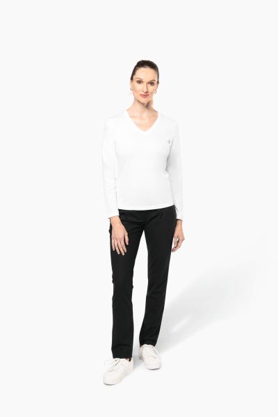 T-shirt Supima® col V manches longues femme – Image 4