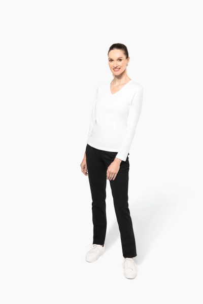 T-shirt Supima® col V manches longues femme – Image 5