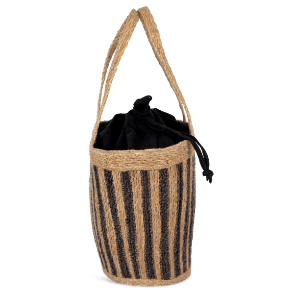Sac panier rayé en jonc de mer – Image 5