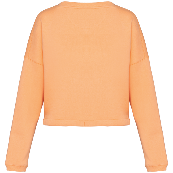 Sweat-shirt écoresponsable à col rond oversize crop femme – Image 9