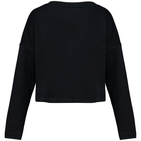 Sweat-shirt écoresponsable à col rond oversize crop femme – Image 11