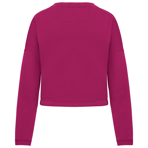 Sweat-shirt écoresponsable à col rond oversize crop femme – Image 13