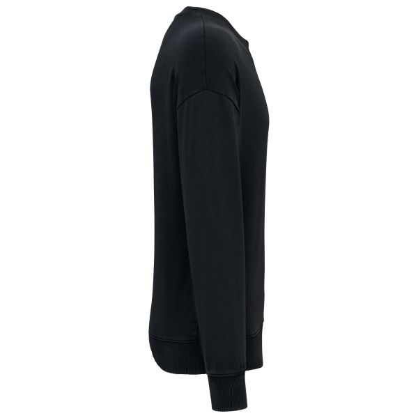 Sweat-shirt écoresponsable à col rond délavé oversize unisexe – Image 11