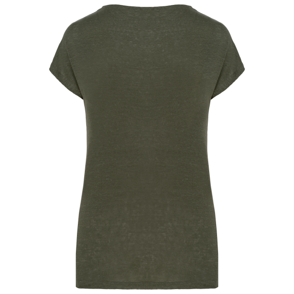 T-shirt col V en lin femme – Image 14