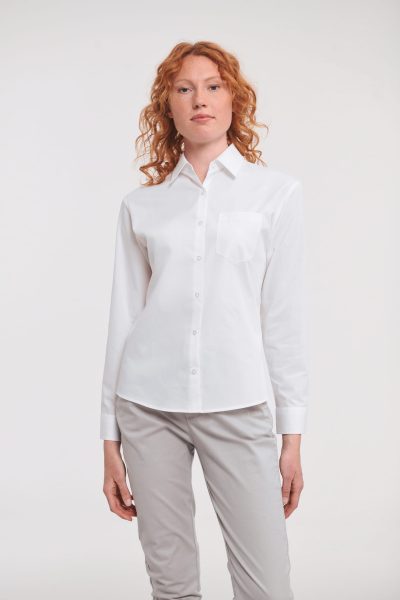 Chemise femme popeline pur coton manches longues