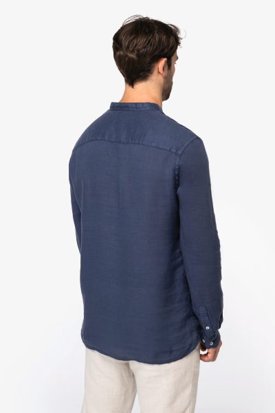 Chemise à col Mao délavée  en lin homme – Image 12
