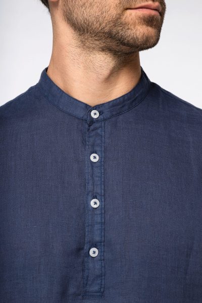 Chemise à col Mao délavée  en lin homme – Image 13