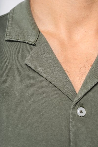Chemise écoresponsable délavée en jersey manches courtes à col bowling homme – Image 14