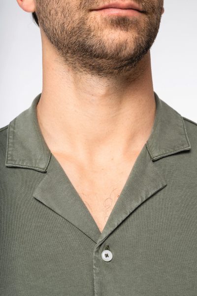 Chemise écoresponsable délavée en jersey manches courtes à col bowling homme – Image 13