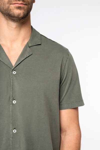 Chemise écoresponsable délavée en jersey manches courtes à col bowling homme – Image 12