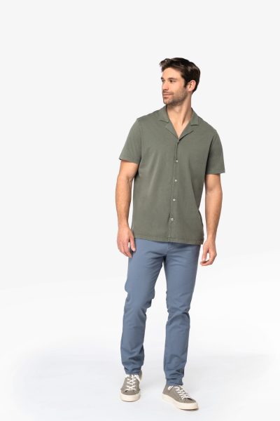 Chemise écoresponsable délavée en jersey manches courtes à col bowling homme – Image 9