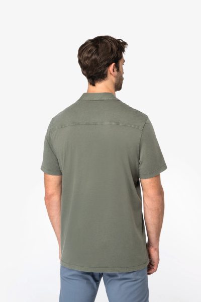 Chemise écoresponsable délavée en jersey manches courtes à col bowling homme – Image 10