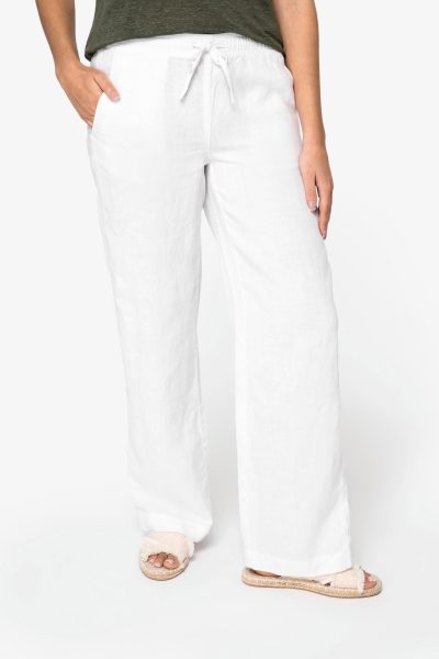 Pantalon délavé en lin femme