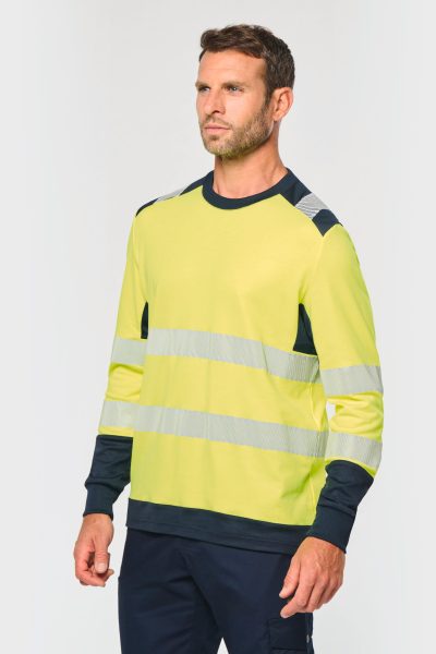 T-shirt de sécurité recyclé col rond manches longues unisexe – Image 2