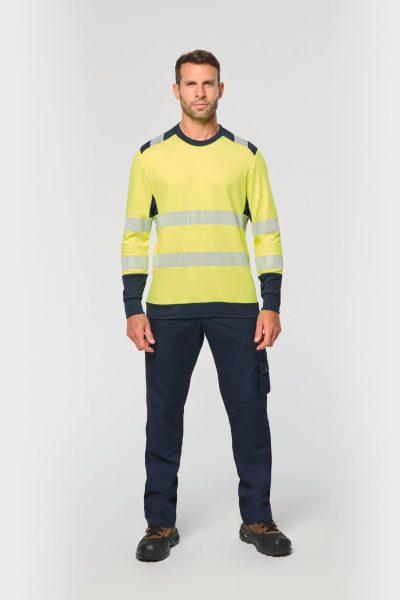 T-shirt de sécurité recyclé col rond manches longues unisexe – Image 4
