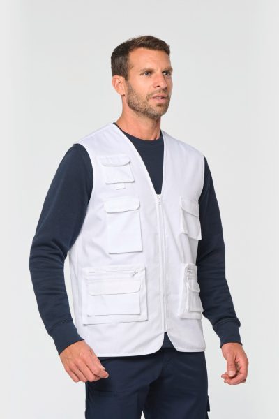 Gilet polycoton multipoches doublé unisexe – Image 2