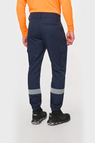 Pantalon cargo unisexe avec bas élastiqué et bande réfléchissante – Image 2